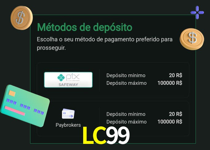 O cassino LC99 oferece uma grande variedade de métodos de pagamento